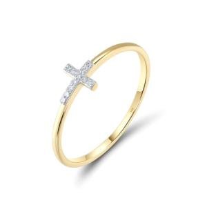 10K Solid Gold Diamond Cross Ring for Women