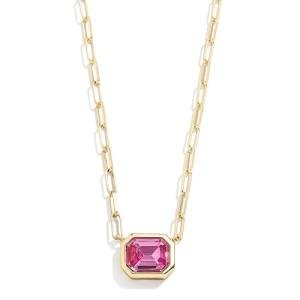 Pink Birthstone Pendant Necklace by BaubleBar