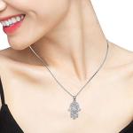 Hamsa Hand Evil Eye Necklace in Silver