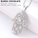 Hamsa Hand Evil Eye Necklace in Silver