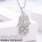 Hamsa Hand Evil Eye Necklace in Silver
