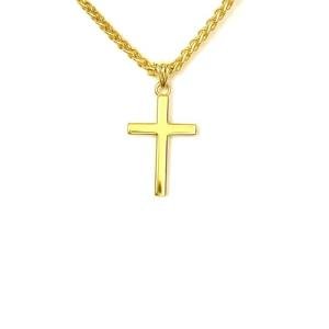 14K Solid Gold Small Cross Pendant with Chain