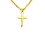 14K Solid Gold Small Cross Pendant with Chain
