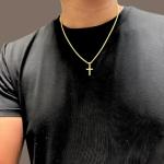 14K Solid Gold Small Cross Pendant with Chain