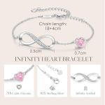 Infinity Heart Birthstone Charm Bracelet in Silver