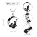 Black Cat Necklace with Crescent Moon Pendant
