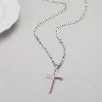 Sterling Silver Cross Necklace with Cuban Chain