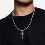 Sterling Silver Cross Necklace with Cuban Chain
