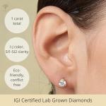 1 Carat Lab Grown Diamond Stud Earrings in 14k Gold