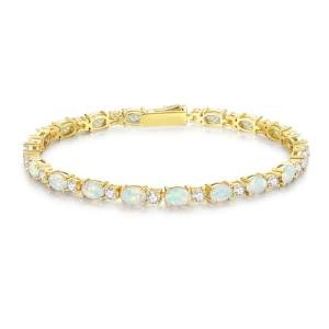 14K Gold Plated Fire Opal Tennis Bracelet