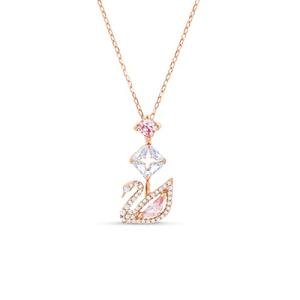 Swarovski Rose Gold Swan Pendant Necklace with Crystals