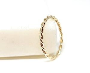 Thin 14k Solid Gold Twist Stacking Ring