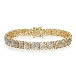 18K Gold Tone S Shape Diamond Accent Tennis Bracelet