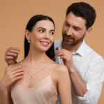 Moissanite Heart Necklace with 'I LOVE YOU