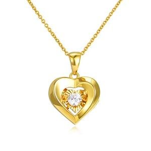 18k Yellow Gold Heart Pendant Necklace for Women