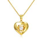 18k Yellow Gold Heart Pendant Necklace for Women