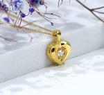 18k Yellow Gold Heart Pendant Necklace for Women