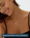 Moissanite Crown Cross Necklace in 14K Gold