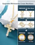 Moissanite Crown Cross Necklace in 14K Gold