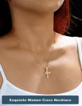 Moissanite Crown Cross Necklace in 14K Gold
