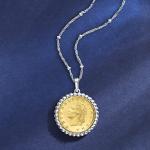 Italian 20-Lira Coin Pendant Necklace in Silver