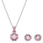 October Birthstone Pendant Necklace with Pink Stone