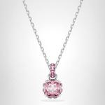 October Birthstone Pendant Necklace with Pink Stone