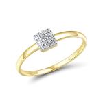 10K Yellow Gold Simple Diamond Square Ring for Women