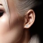 14K White Gold Diamond Solitaire Stud Earrings