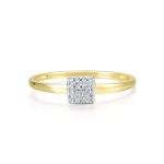10K Yellow Gold Simple Diamond Square Ring for Women