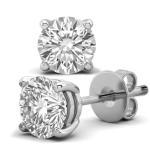 Half Carat Diamond Stud Earrings in 14K White Gold