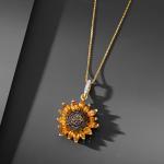 Citrine and Smoky Quartz Sunflower Pendant Necklace