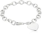 Sterling Silver Heart-Tag Bracelet, 7.5 Inches