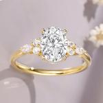 Moissanite Oval Engagement Ring in Gold Vermeil