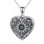 Sunflower Heart Locket Necklace for Two Pictures