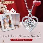 Heart Birthstone Pendant Necklace in Sterling Silver