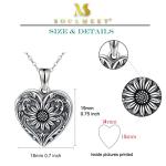 Sunflower Heart Locket Necklace for Two Pictures