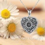 Sunflower Heart Locket Necklace for Two Pictures