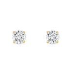 1 Ct Lab Grown Diamond Yellow Gold Stud Earrings