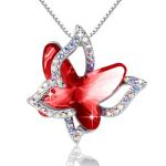Butterfly Crystal Necklace with Ruby Red Birthstone