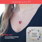 Butterfly Crystal Necklace with Ruby Red Birthstone