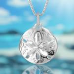 Hawaiian Silver Sand Dollar Pendant Necklace - 18 Inch