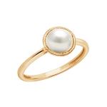 10k Gold Crystal Cultured Pearl June Birthstone Ring