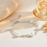 Sterling Silver Infinity Pearl Bracelet for Women