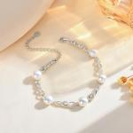 Sterling Silver Infinity Pearl Bracelet for Women
