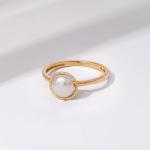10k Gold Crystal Cultured Pearl June Birthstone Ring