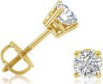 Half Carat Round Diamond Stud Earrings in Gold