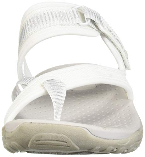 Skechers Women's Reggae Sandal, White, 6.5 M
