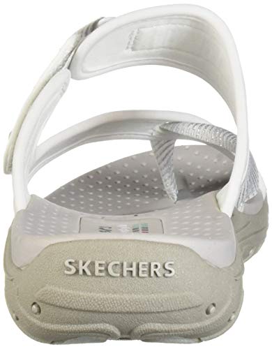 Skechers Women's Reggae Sandal, White, 6.5 M