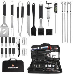 SpartaSake 24-Piece BBQ Grill Accessories Kit